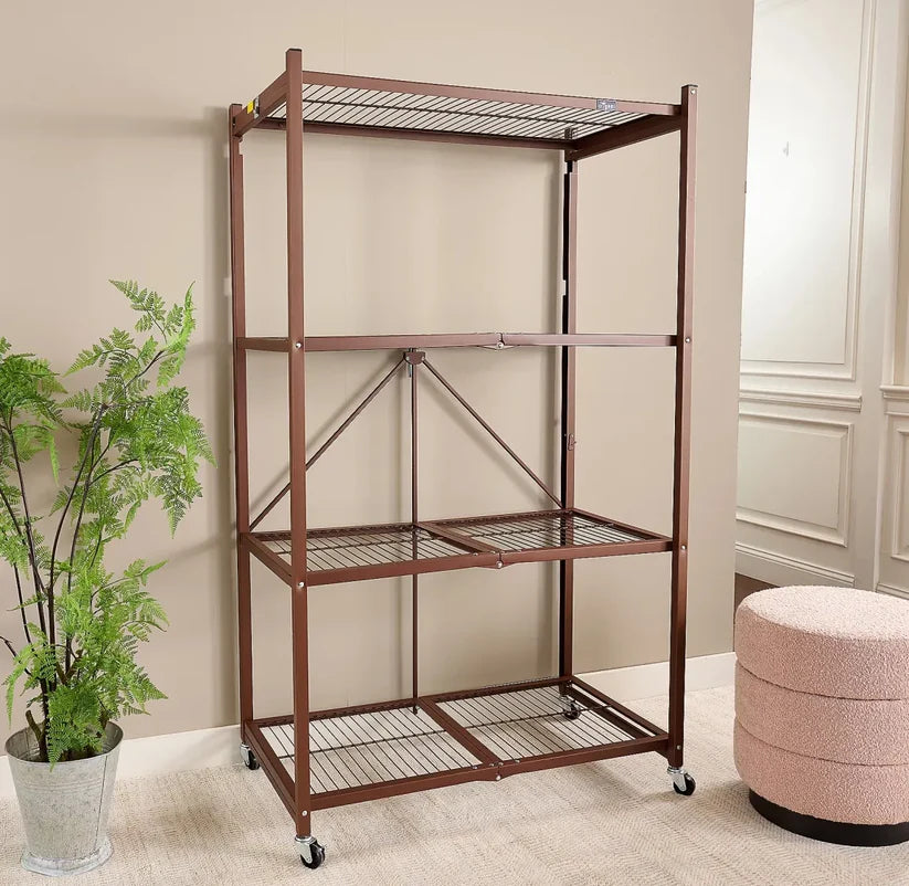 Foldable 4-tier rack holds