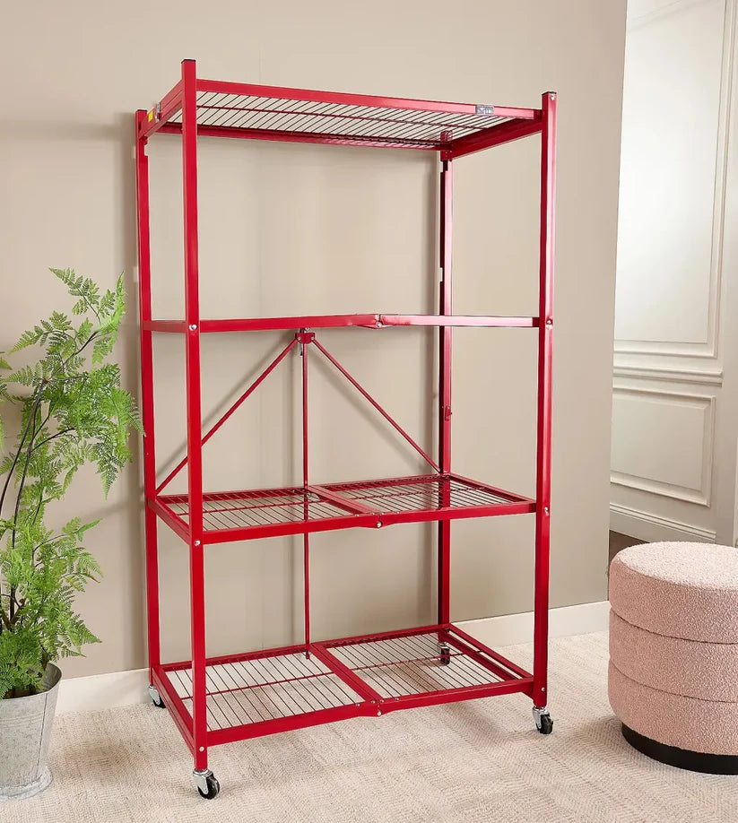 Foldable 4-tier rack holds