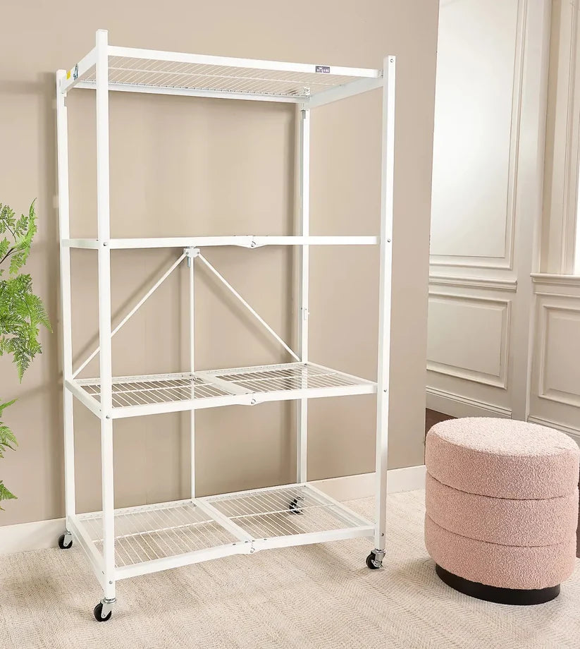 Foldable 4-tier rack holds