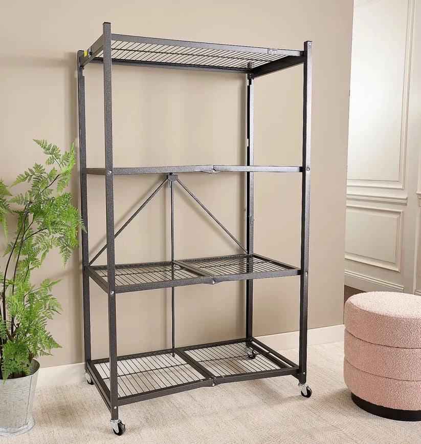 Foldable 4-tier rack holds