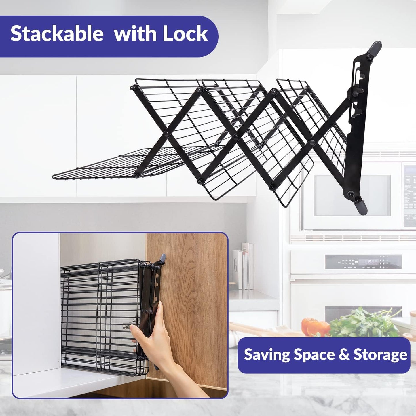 Geesta 2/3/4 Tier Upgraded Foldable Cooling Rack Stackable Baking Cooking Drying Line Cooling Rack