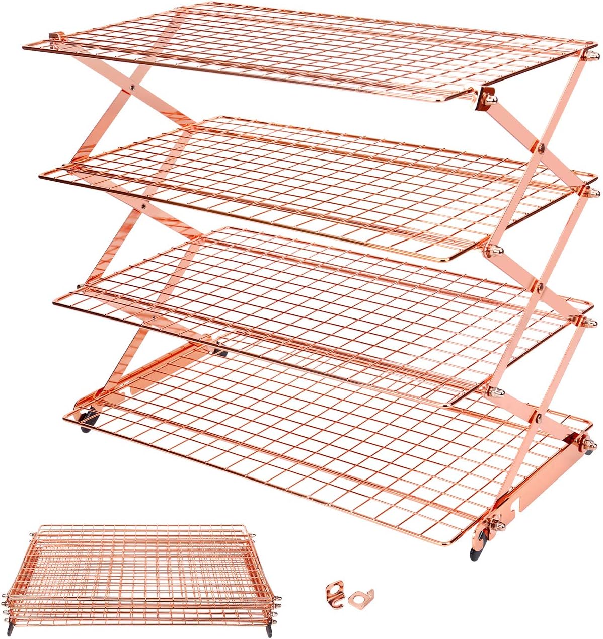 Geesta 2/3/4 Tier Upgraded Foldable Cooling Rack Stackable Baking Cooking Drying Line Cooling Rack