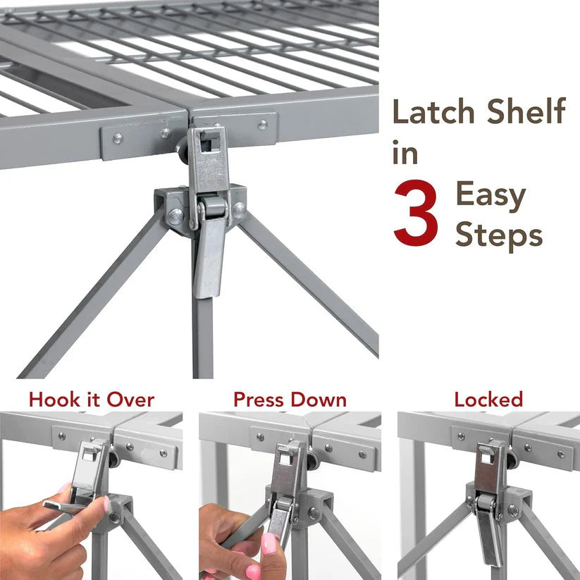 Foldable 4-tier rack holds