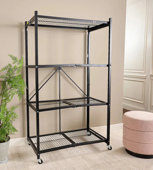 Foldable 4-tier rack holds