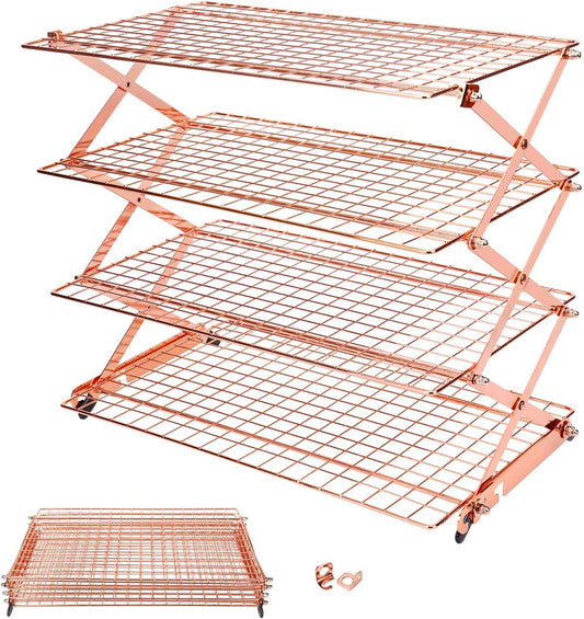 Geesta 2/3/4 Tier Upgraded Foldable Cooling Rack Stackable Baking Cooking Drying Line Cooling Rack